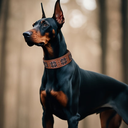 Collier cuir chien- studded leather collar