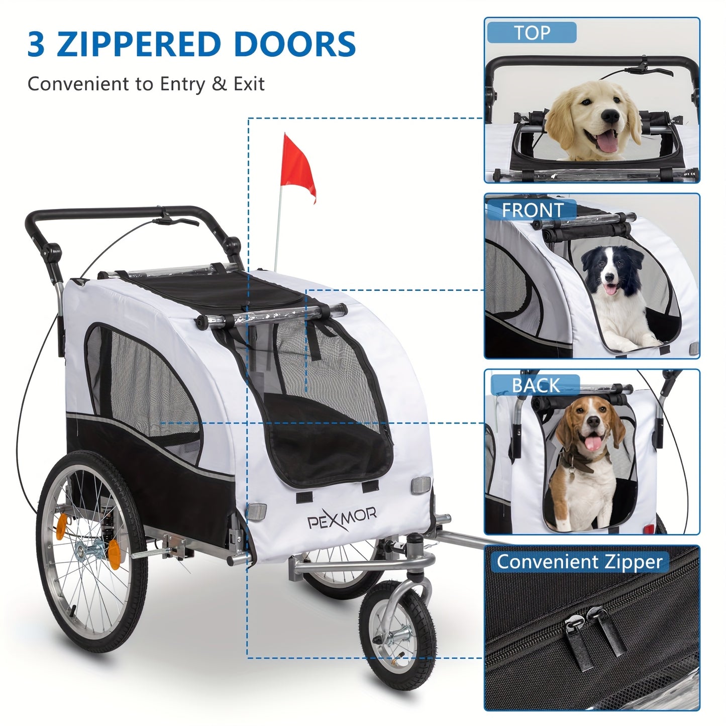Remorque pour chien vélo | 2-en-1 Robuste 54kg