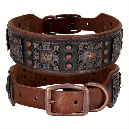 Collier cuir chien- studded leather collar