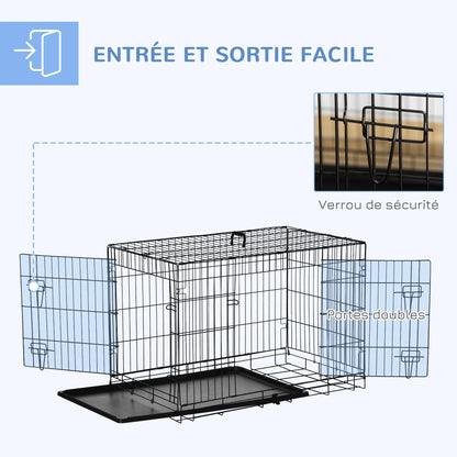 cage chien | Pliable Acier 2 Portes lock