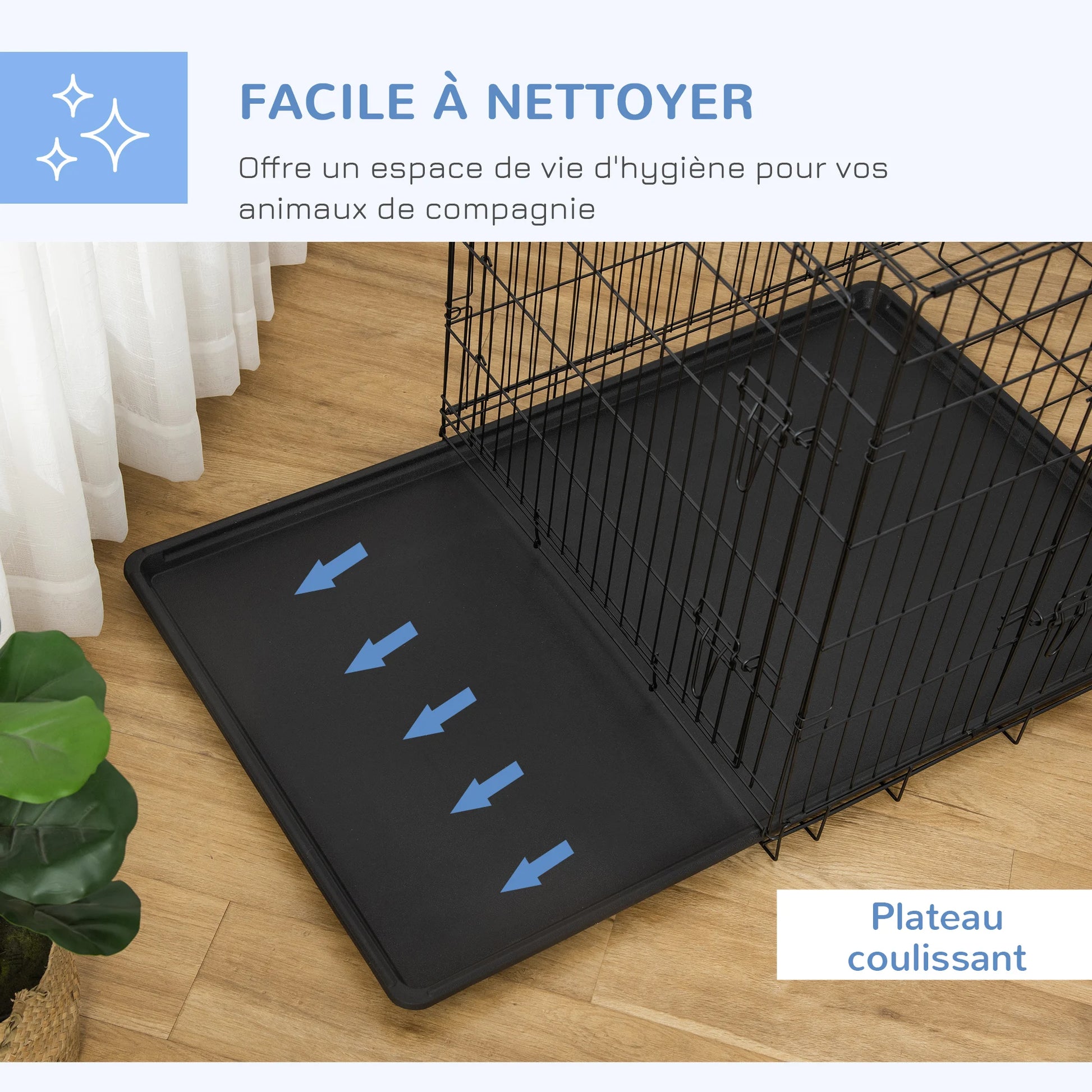 cage chien | Pliable Acier 2 Portes plateau