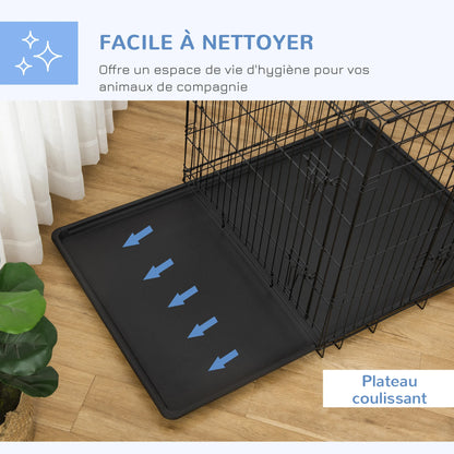 cage chien | Pliable Acier 2 Portes plateau