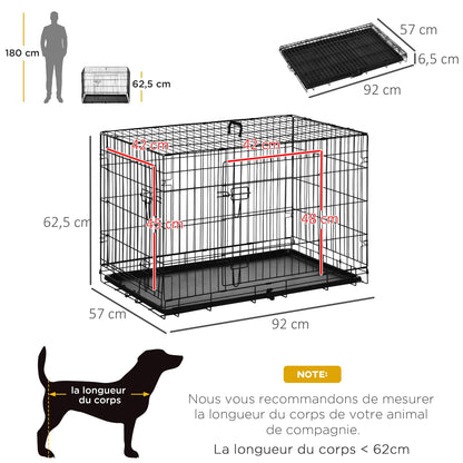 cage chien | Pliable Acier 2 Portes size