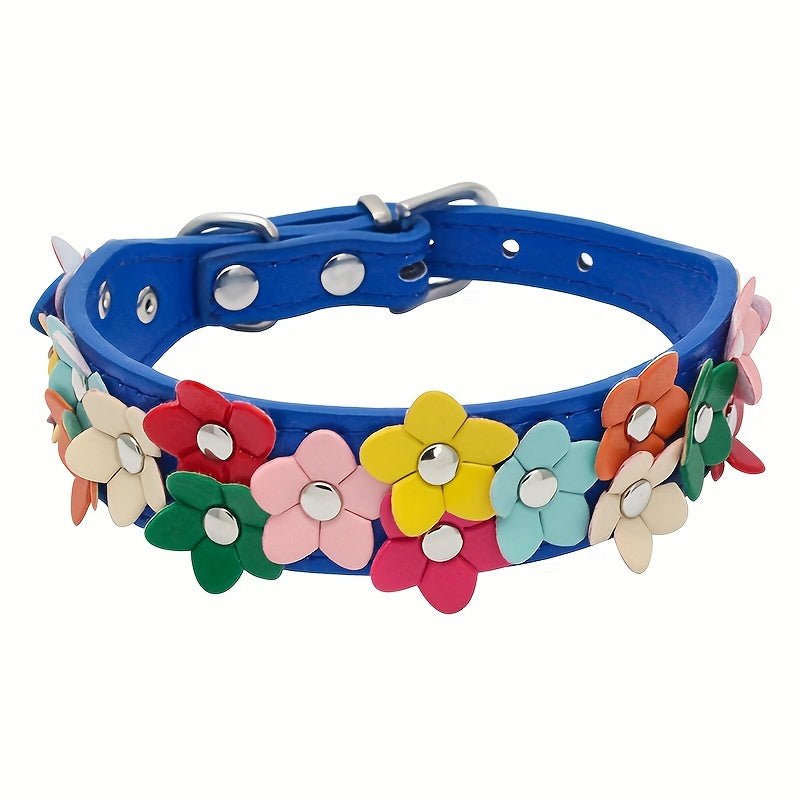 Collier en cuir pour chien - Double Row Of Flower - Le Chihuahua Voyageur
