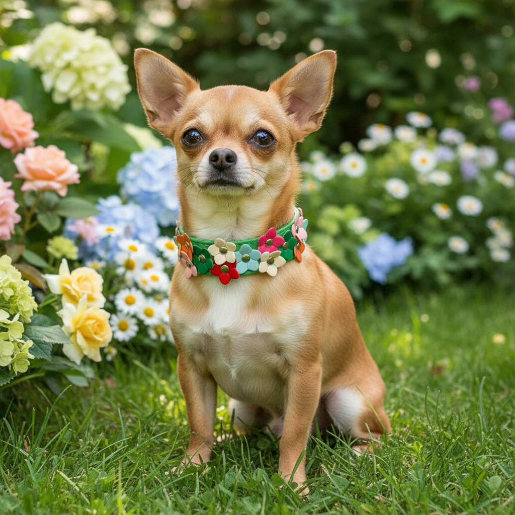 Collier en cuir pour chien- Double Row Of Flower