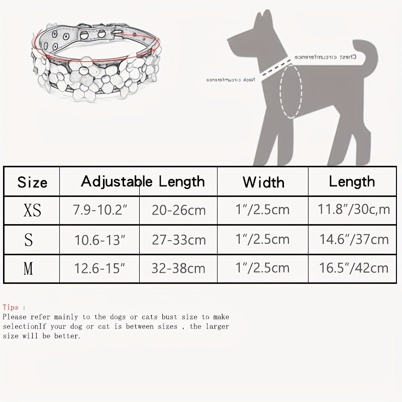 Collier en cuir pour chien - Double Row Of Flower - Le Chihuahua Voyageur
