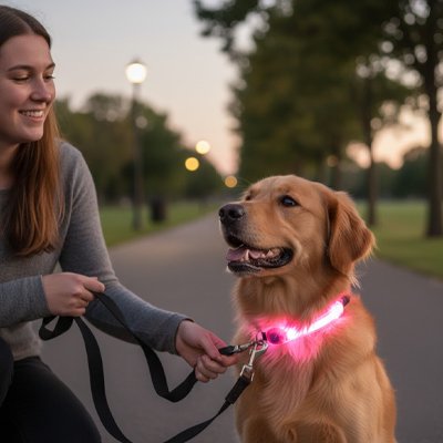 Colliers lumineux pour Chiens labrador rose