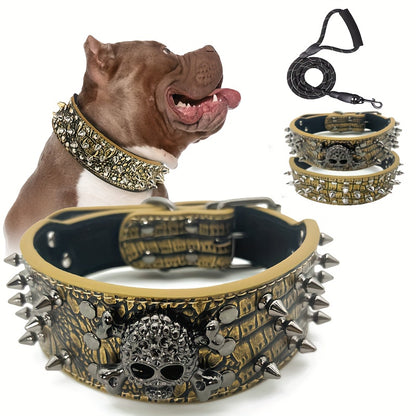 Collier chien- Leather Spiked Studded
