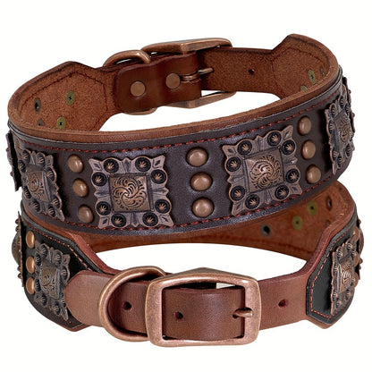 Collier cuir chien- studded leather collar