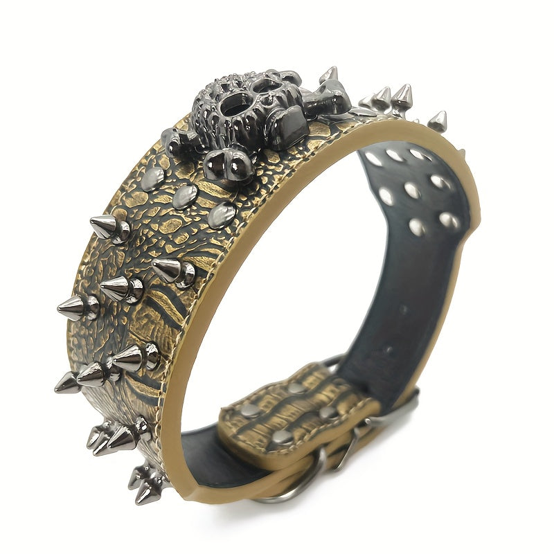 Collier chien- Leather Spiked Studded