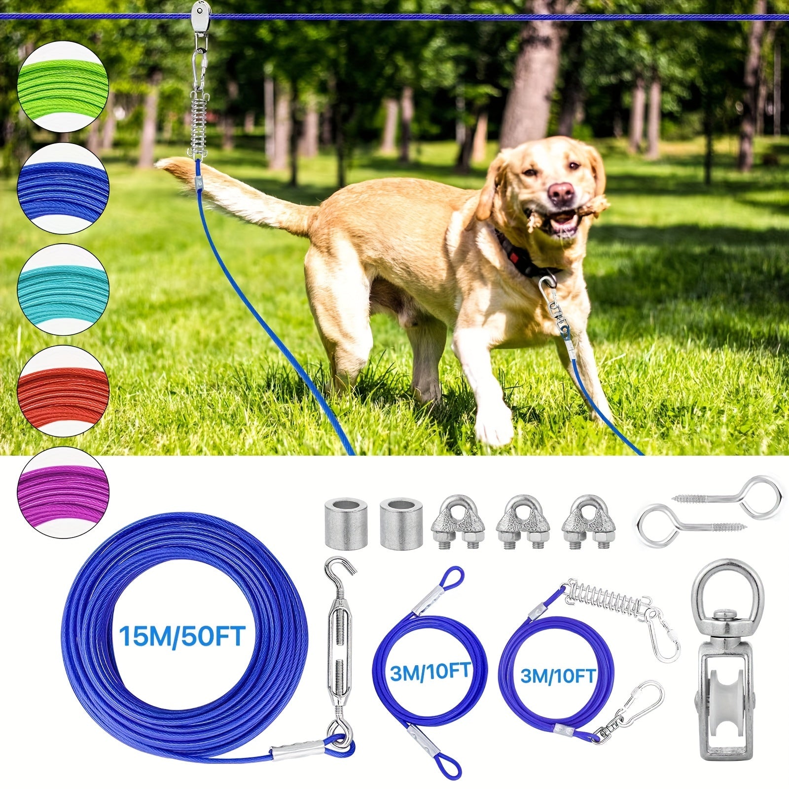 Longe pour chien- Dog Zipline - Le Chihuahua VoyageurBlue BBlue B