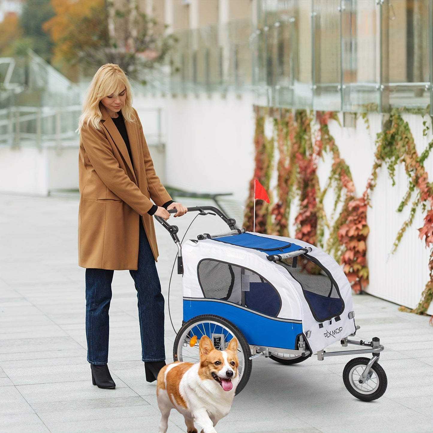 Remorque pour chien vélo | 2-en-1 Robuste 54kg