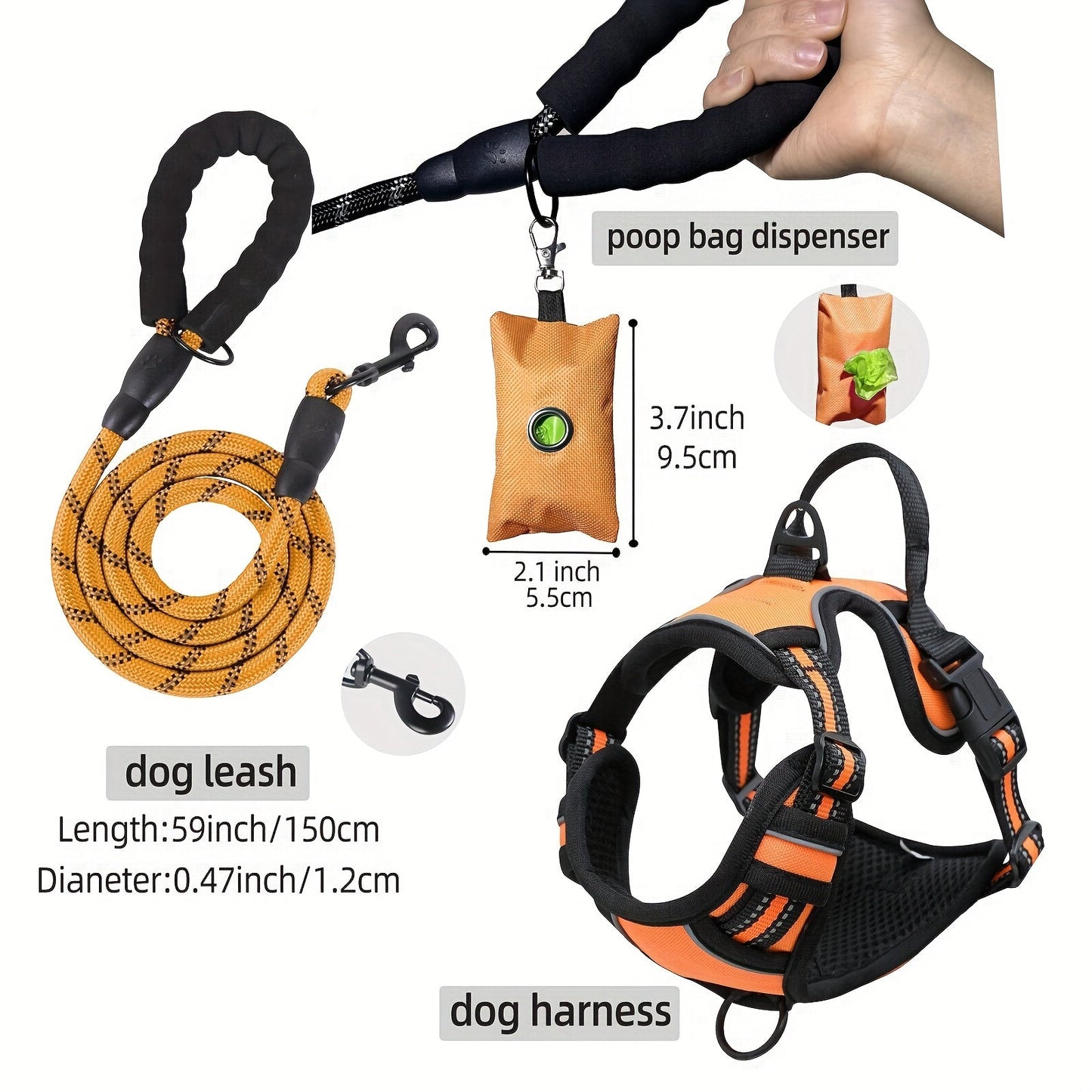 Harnais anti traction chien - MiTOOE kit 3 pcs - Le Chihuahua Voyageur