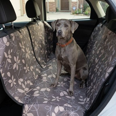 Housse voiture chien marron fleur