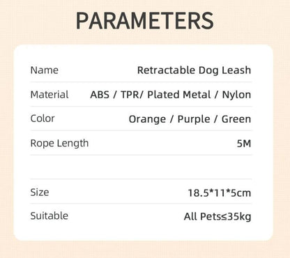 Laisse pour chien- Corde de traction rétractable automatique