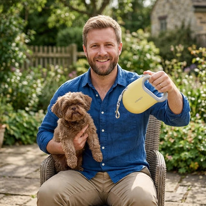 Laisse enrouleur chien jaune kimpets