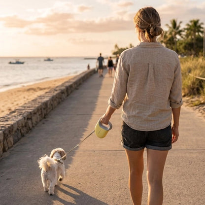 Laisse enrouleur chien mer jaune