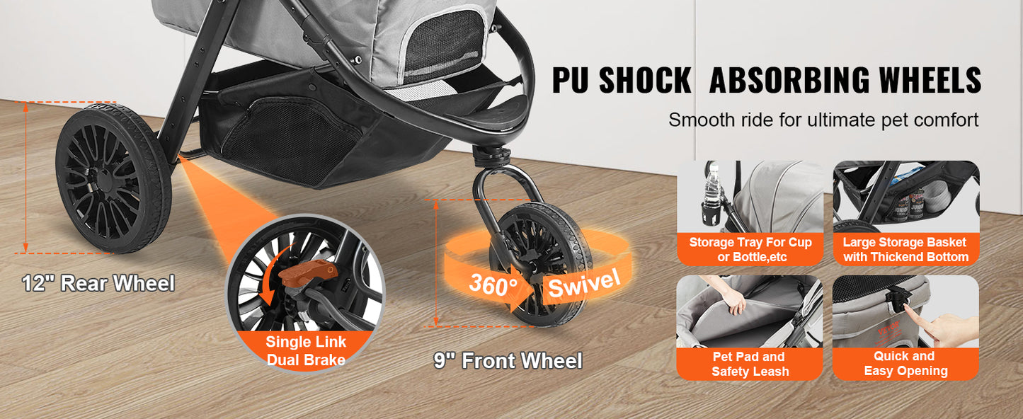 Poussette Chien-VEVOR 3 Roues