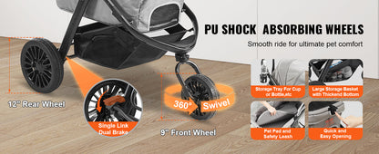 Poussette Chien-VEVOR 3 Roues