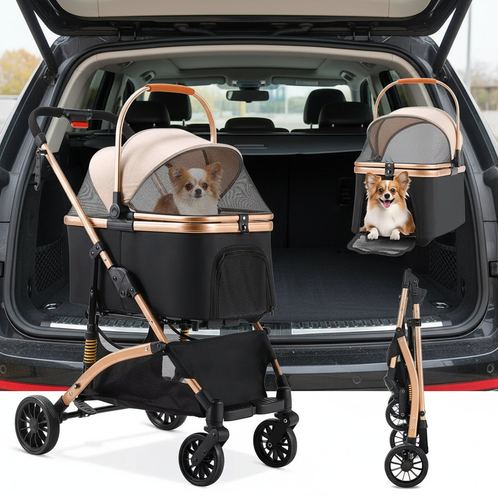 Poussette pour chien - Pratico - Total Mouvement - Le Chihuahua Voyageur