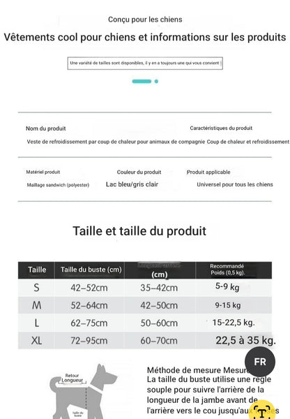 Gilet rafraichissant chien | Fraîcheur Durable