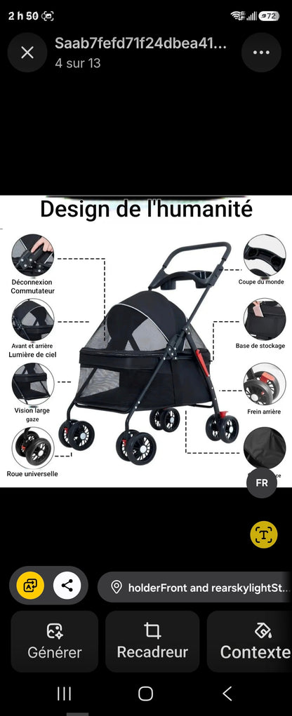 Poussette pour chien- Panoramique