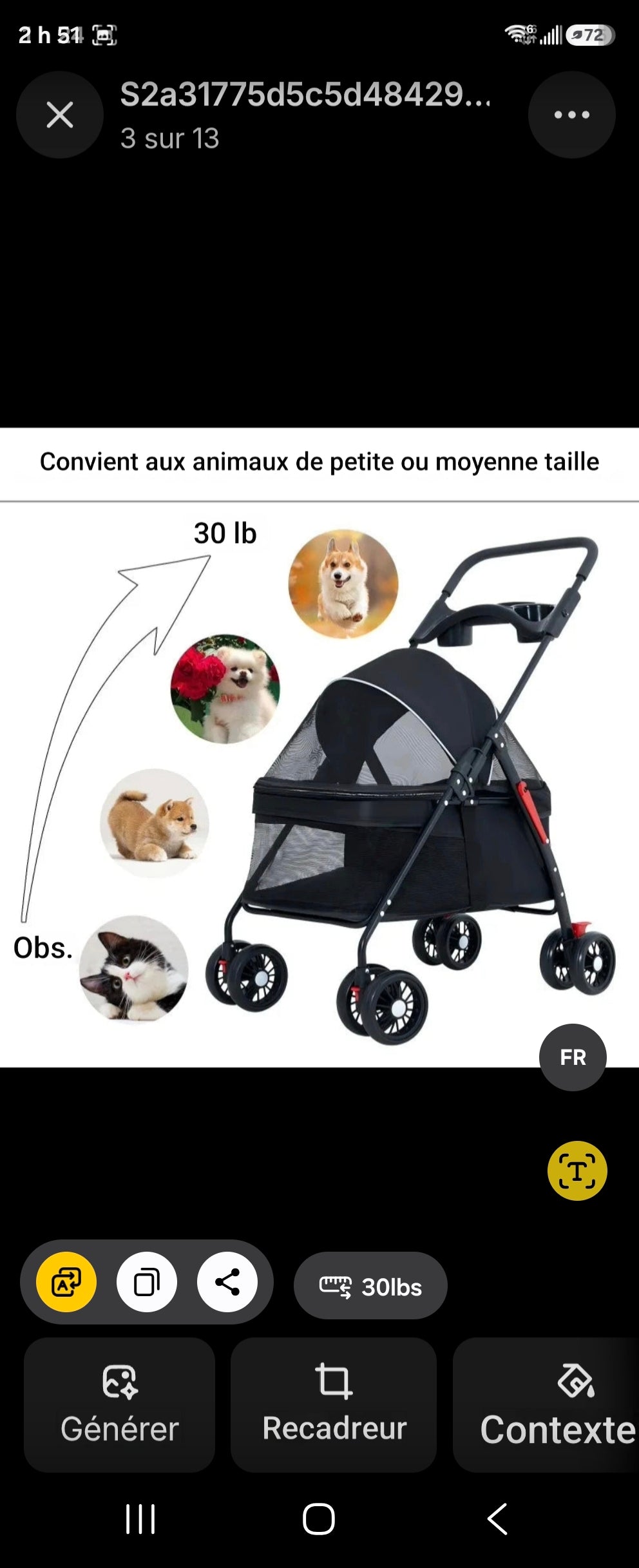 Poussette pour chien- Panoramique