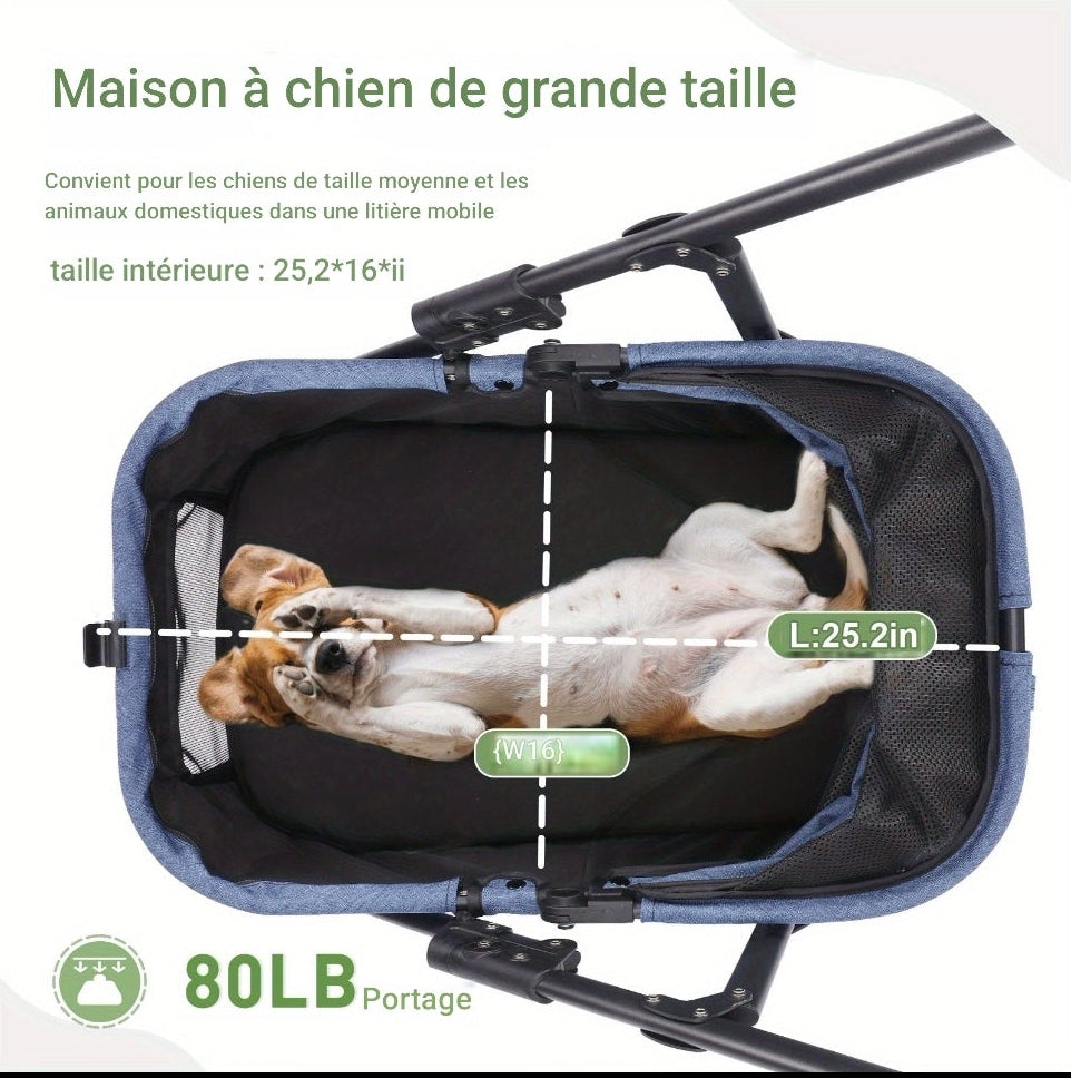 Poussette chien | 3-en-1 Pliable
