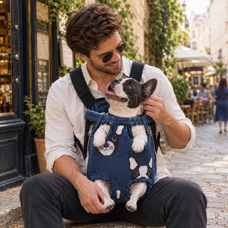 Sac a dos chien bleu marin