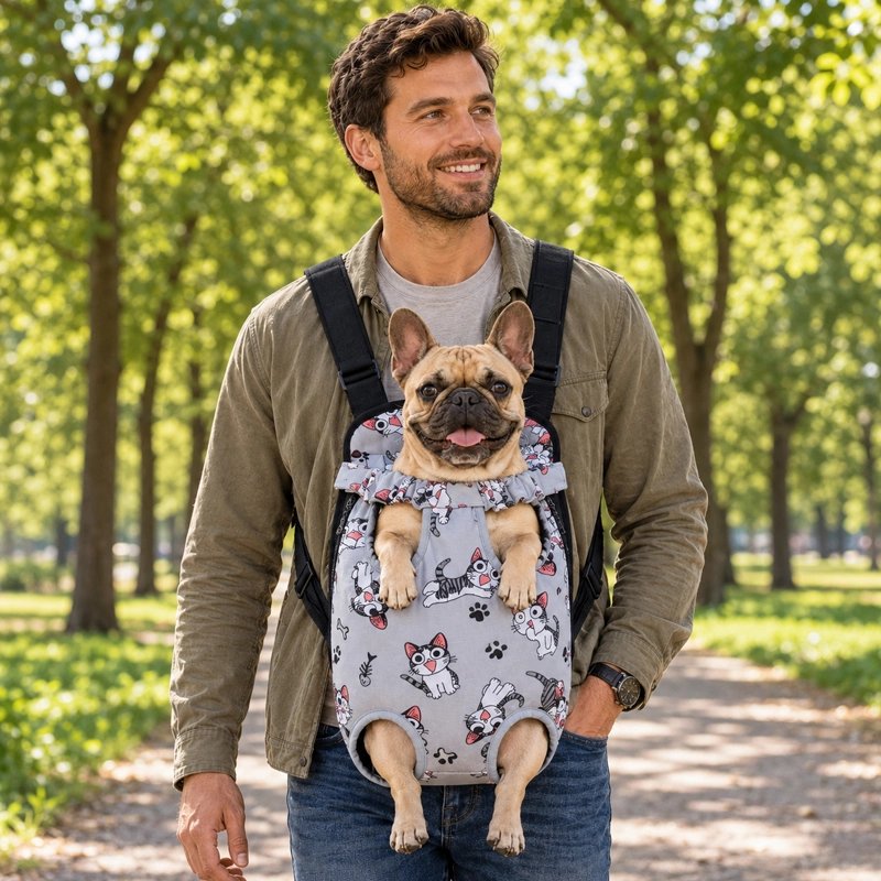 Sac a dos chien gris chat
