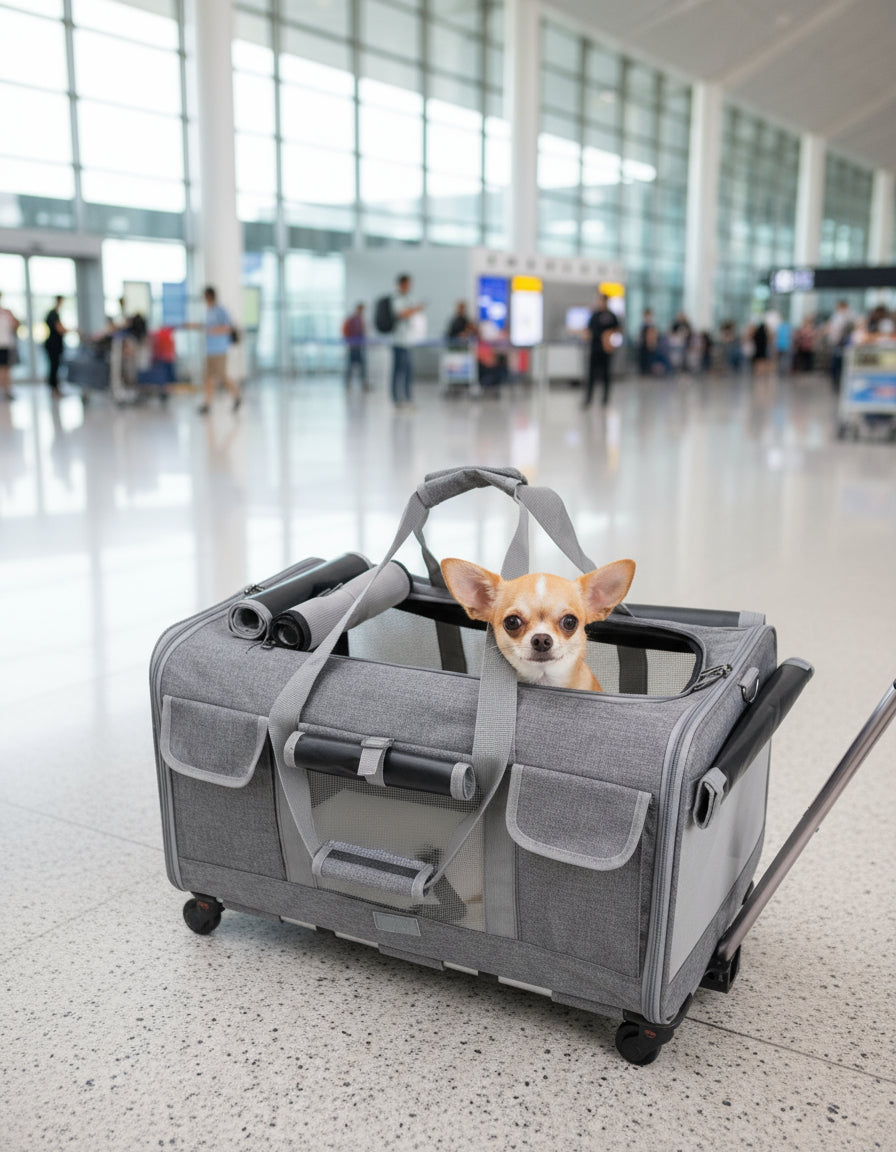 Sac de transport pour chien - Valise à roulettes - Le Chihuahua Voyageur
